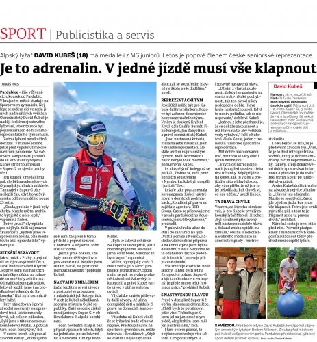 David Kubeš v Pardubickém deníku